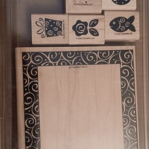 Stampin' Up! Swirl and Floral Wooden Stamps - Black Designs